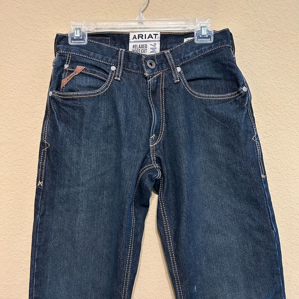 Ariat M4 Jeans Relaxed Bootcut Jeans 28x33 Blue Dark Wash Denim Cotton Stretch - Picture 3 of 7